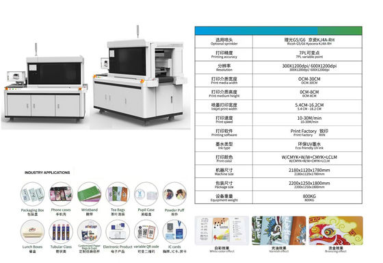 طابعة الدقة UV Inkjet Single Pass مع برنامج Onyx Thrive Rip و Ricoh Gen 5i Nozzle